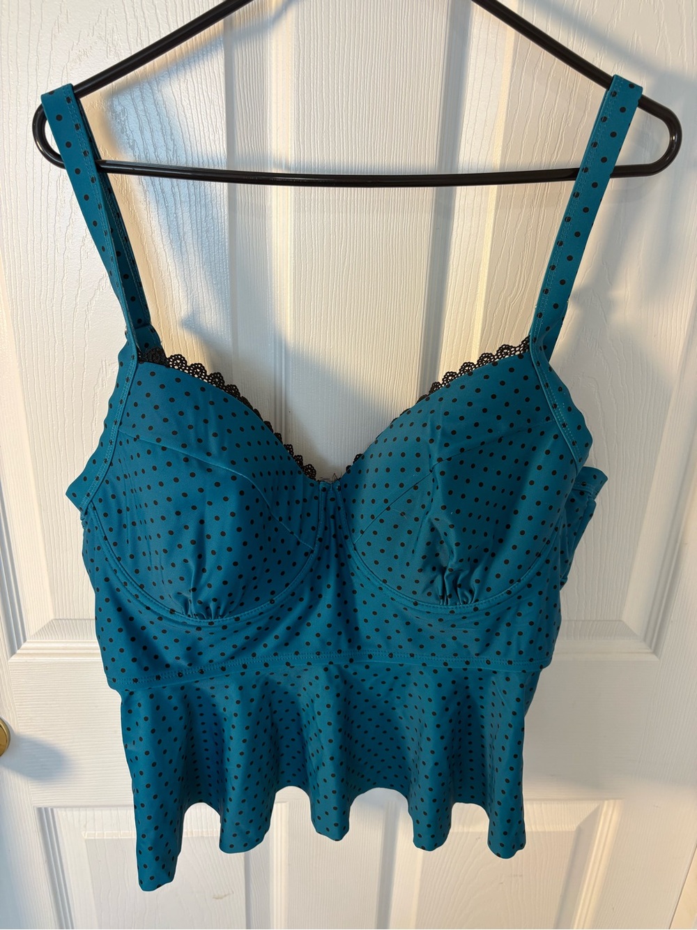 Terra & Sky Teal Polka Dot Peplum Bandeau Top - Picture 5 of 5